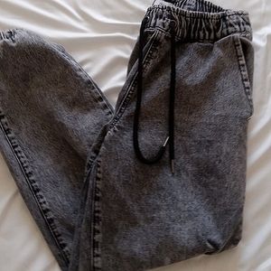 Black acid washed jogger jeans